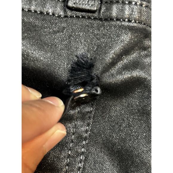 7 For All Mankind Wax Coated Skinny Jeans Size 27 Black - Picture 8 of 9